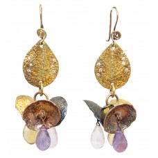 Gold Plated Earrings Amethyst Topaz Zircon Womens Sterling Silver 925 Stone A741